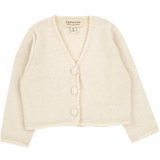 Baby Girl - Cropped Royal Alpaca Cardigan with Crochet Buttons