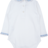 Baby Girl - Mona Cotton Bodysuit with Smocked Peter Pan Collar