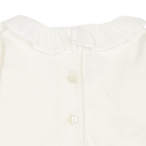 Baby Girl - Margherita Long-Sleeved Cotton Bodysuit with Ruffle Trim and Hand Embroidery