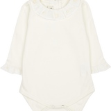 Baby Girl - Margherita Long-Sleeved Cotton Bodysuit with Ruffle Trim and Hand Embroidery