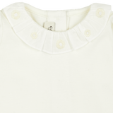 Baby Girl - Margherita Long-Sleeved Cotton Bodysuit with Ruffle Trim and Hand Embroidery