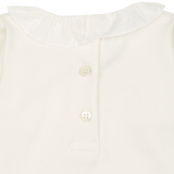 Baby Girl - Margherita Long-Sleeved Cotton Bodysuit with Ruffle Trim and Hand Embroidery