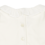 Baby Girl - Margherita Long-Sleeved Cotton Bodysuit with Ruffle Trim and Hand Embroidery