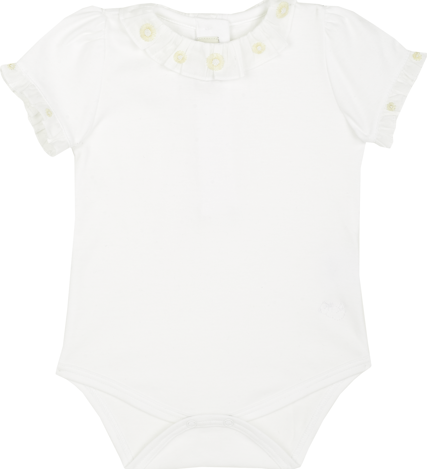Baby Girl - Meggy Cotton Bodysuit with Ruffle Details and Hand Embroidery