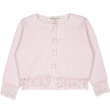 Baby Girl - Sandra 100% Cotton Round Neck Cardigan and Pull On Pants with Crochet Details Set