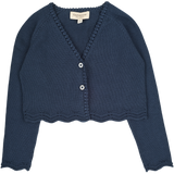 Girl - Giselle Pima Cotton V-Neck Shrug with Crochet & Scalloped Details