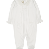 Baby Girl - Petra Cotton Babygro with Crochet Collar and Pockets