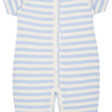 Baby Boy - Mario Cotton Candy Striped Romper With Short Sleeves