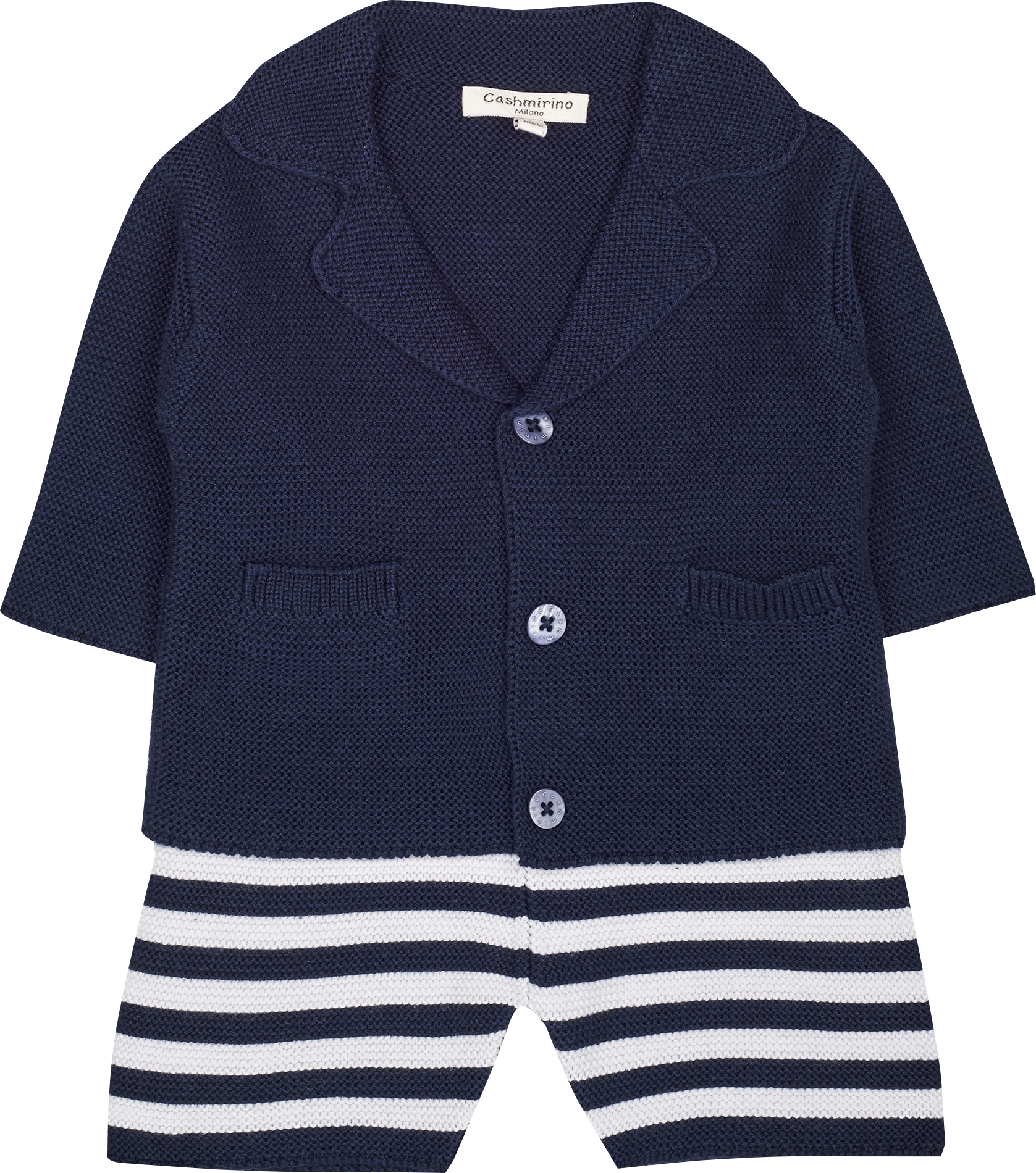 Baby Boy - Matthew Cotton V-neck Blazer And Striped Shorts With Elasticated Waist Set