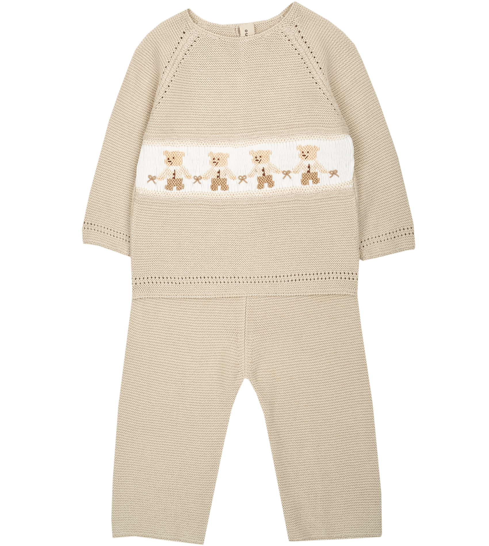 Baby Boy - Jason Cotton Set with Teddy Bear Smocked Panel