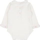 Baby Girl - Margherita Long-Sleeved Cotton Bodysuit with Ruffle Trim and Hand Embroidery