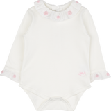 Baby Girl - Margherita Long-Sleeved Cotton Bodysuit with Ruffle Trim and Hand Embroidery