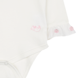 Baby Girl - Margherita Long-Sleeved Cotton Bodysuit with Ruffle Trim and Hand Embroidery