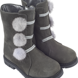 Girl - Suede Boots With Pom-Pom Detail