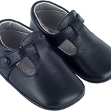 Baby Boy - 100% Leather Crawling Shoes With Cut Outs And Button Detail