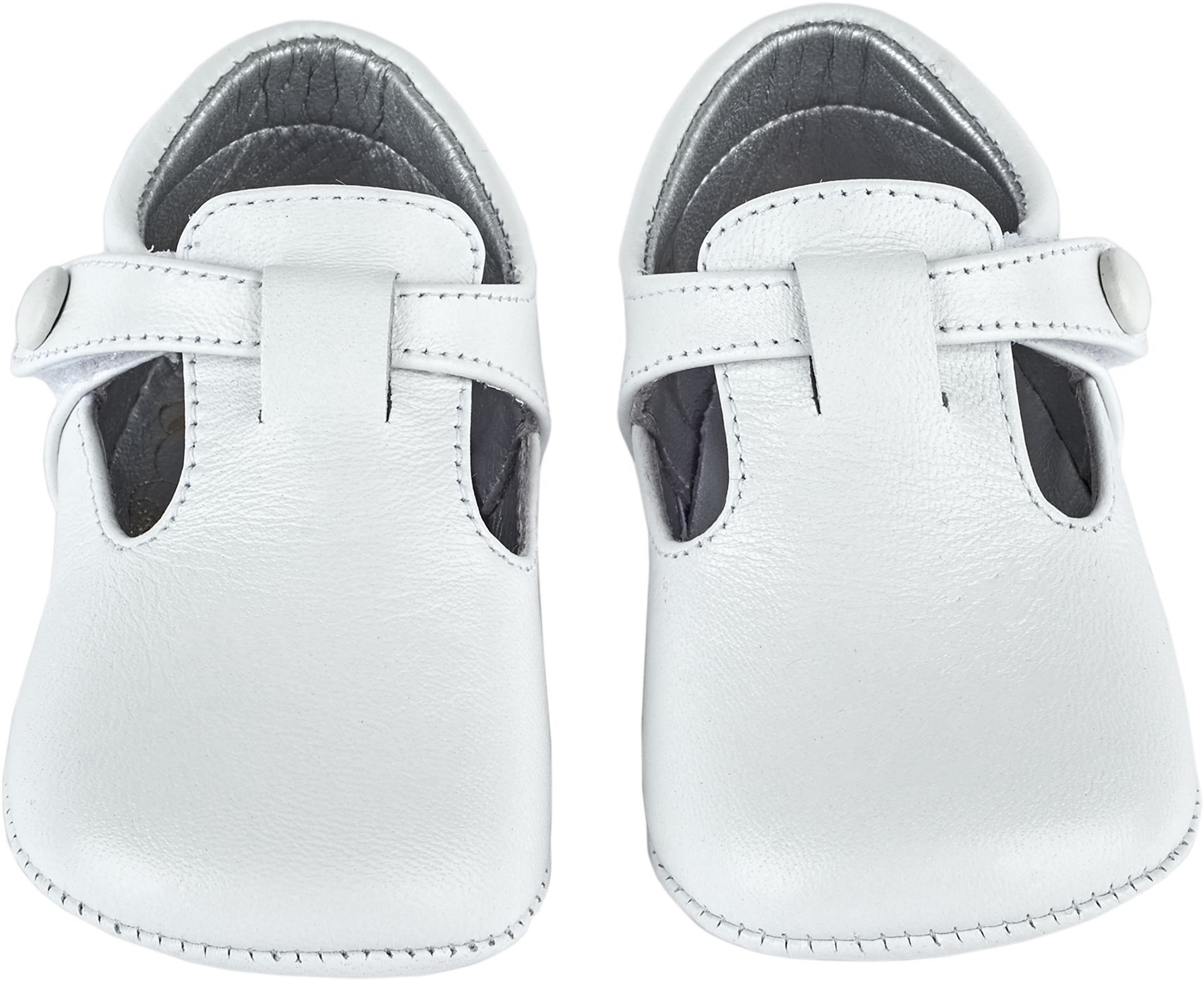 Baby Boy - 100% Leather Crawling Shoes With Cut Outs And Button Detail