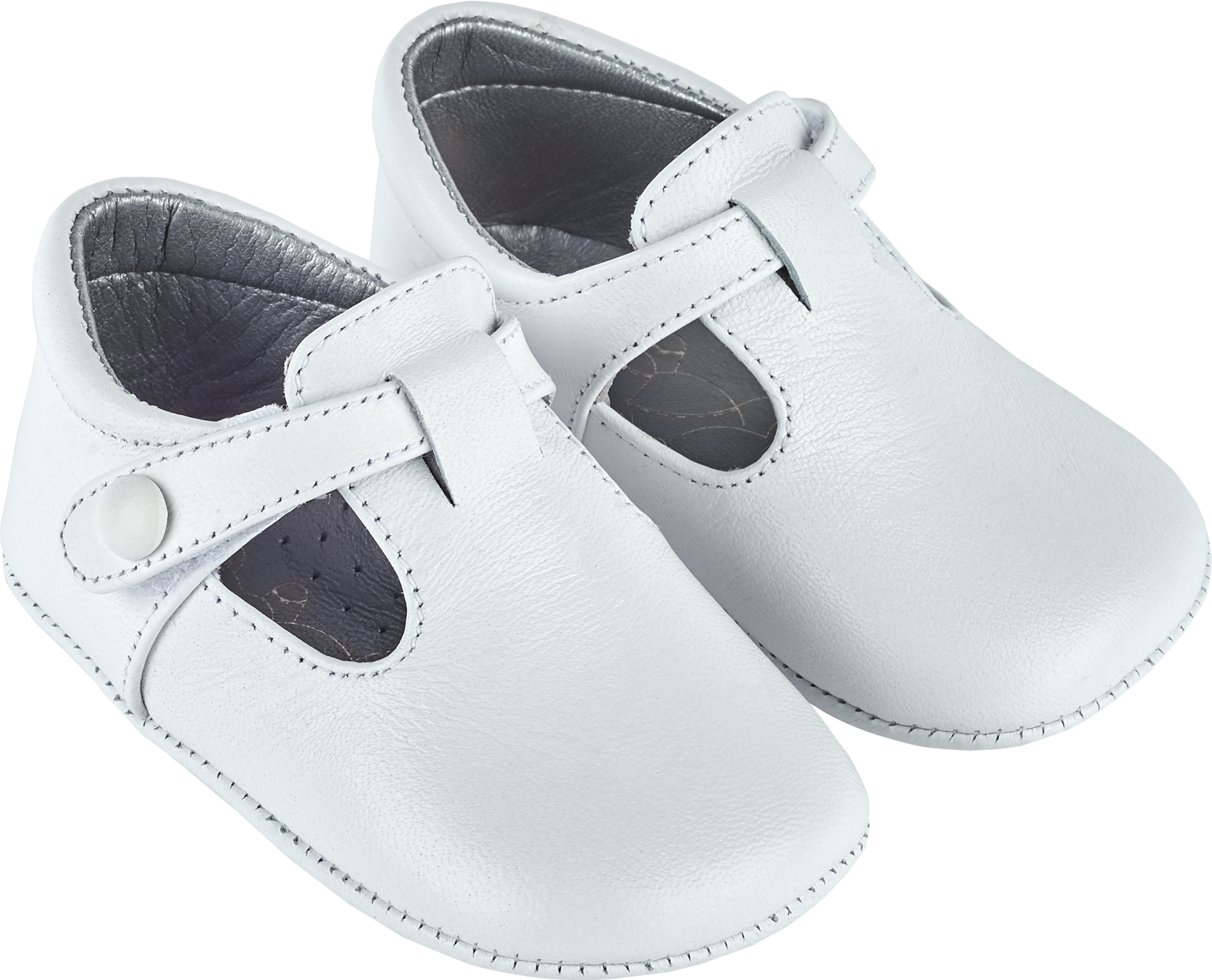 Baby Boy - 100% Leather Crawling Shoes With Cut Outs And Button Detail