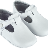 Baby Boy - 100% Leather Crawling Shoes With Cut Outs And Button Detail