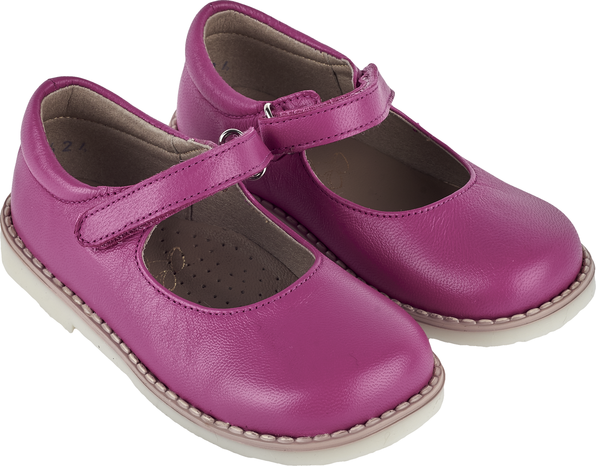 Cashmirino Fuchsia Girl Classic Leather Mary Jane Shoes