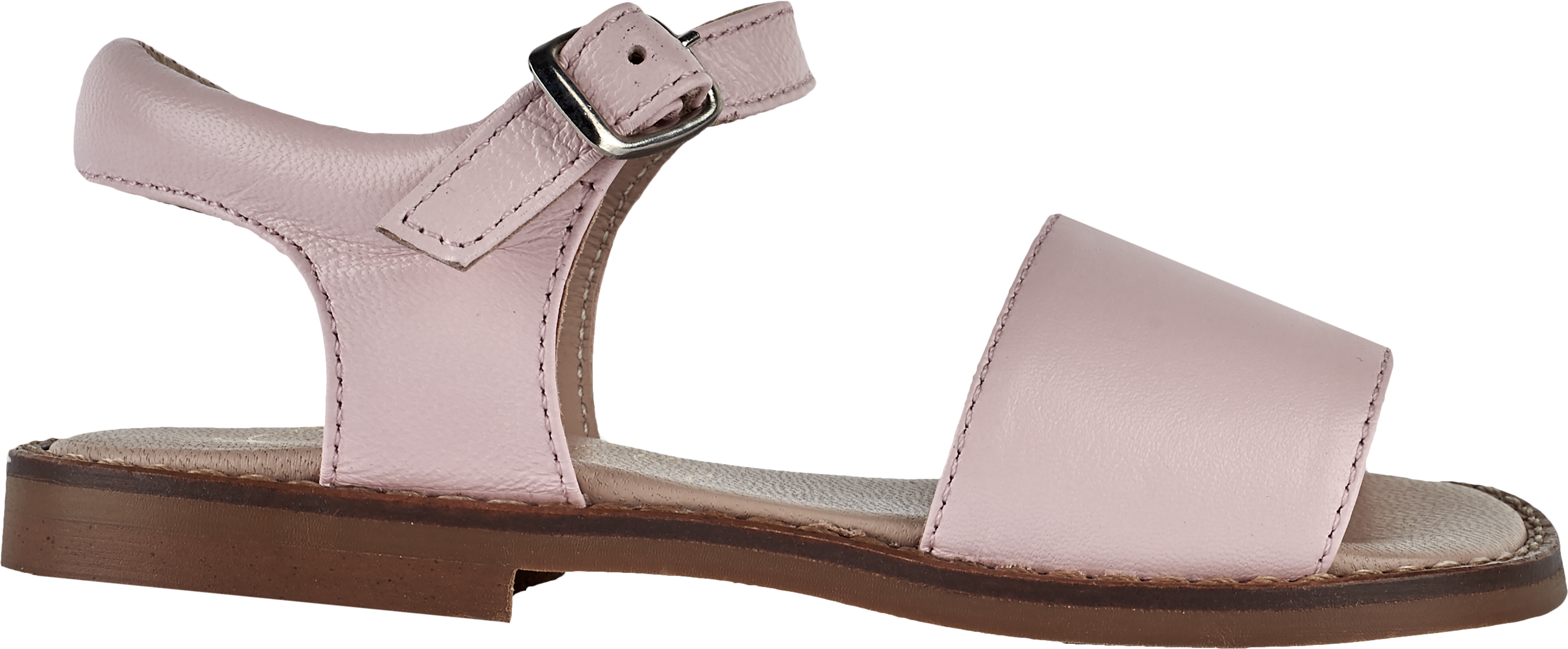 Girl wearing leather sandals with ankle strap – classic summer shoes