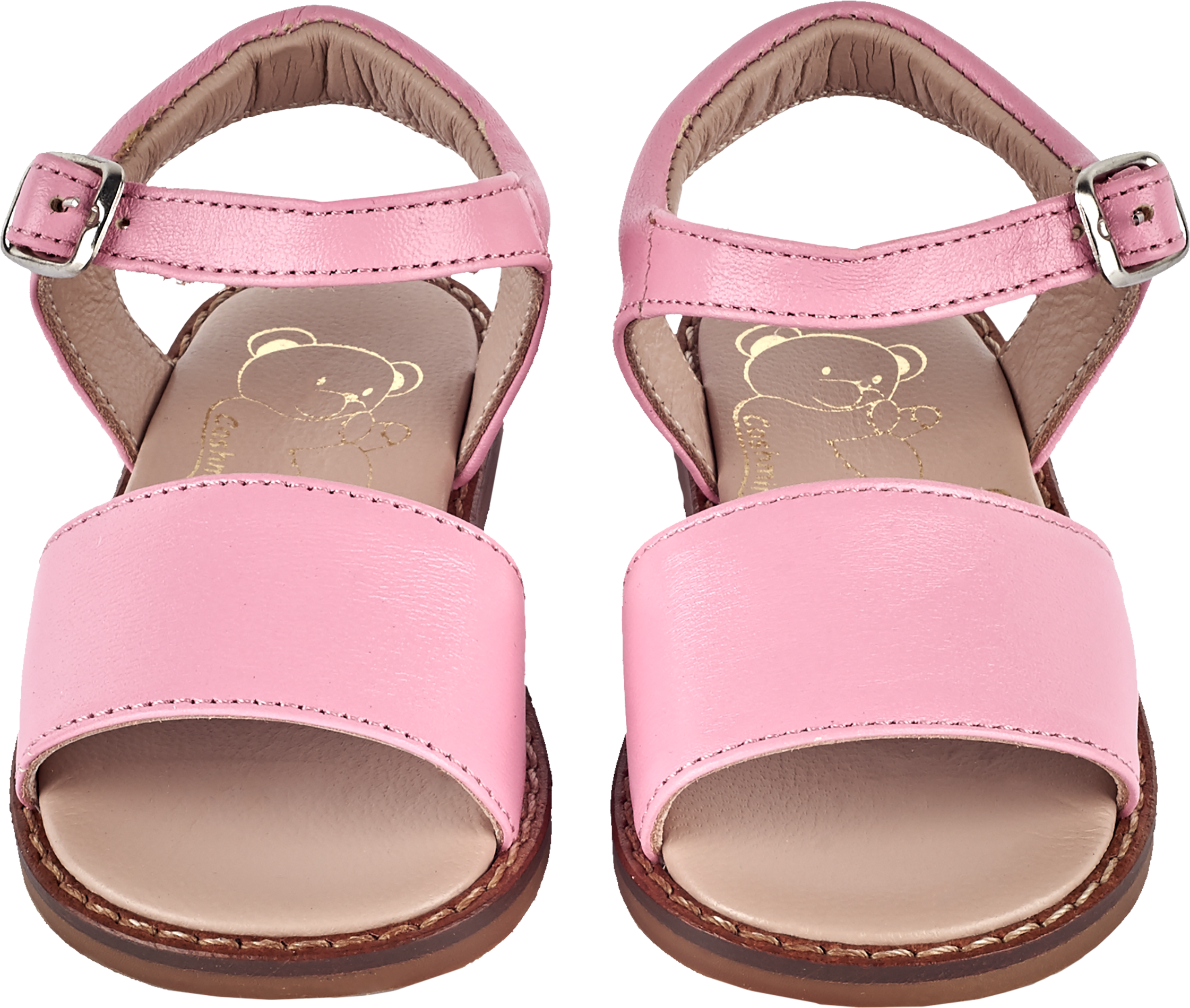 Girl wearing leather sandals with ankle strap – classic summer shoes