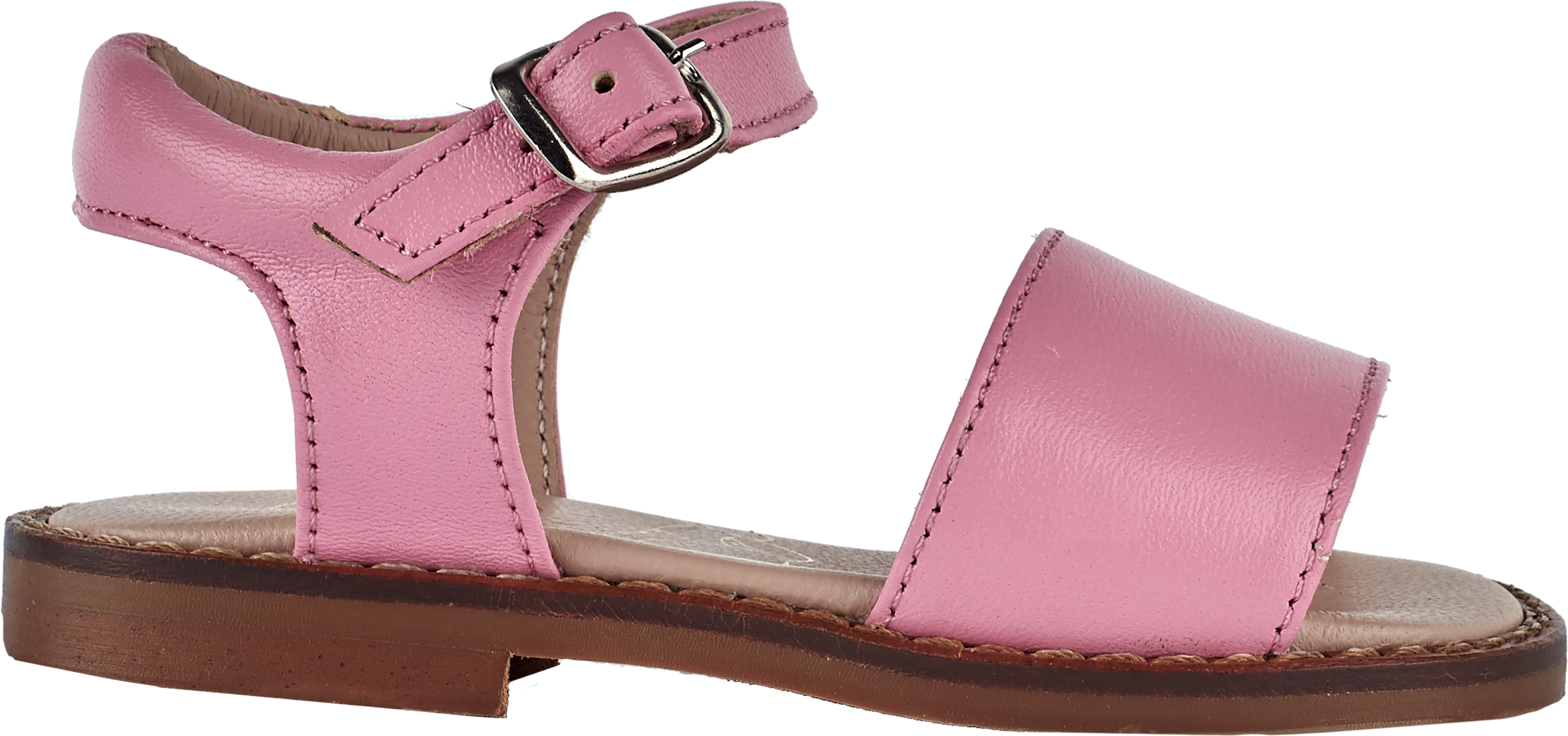 Girl wearing leather sandals with ankle strap – classic summer shoes