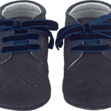 Baby Boy - Suede Crawling Ankle Boots With Velvet Ribbon Laces