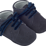 Baby Boy - Suede Crawling Ankle Boots With Velvet Ribbon Laces