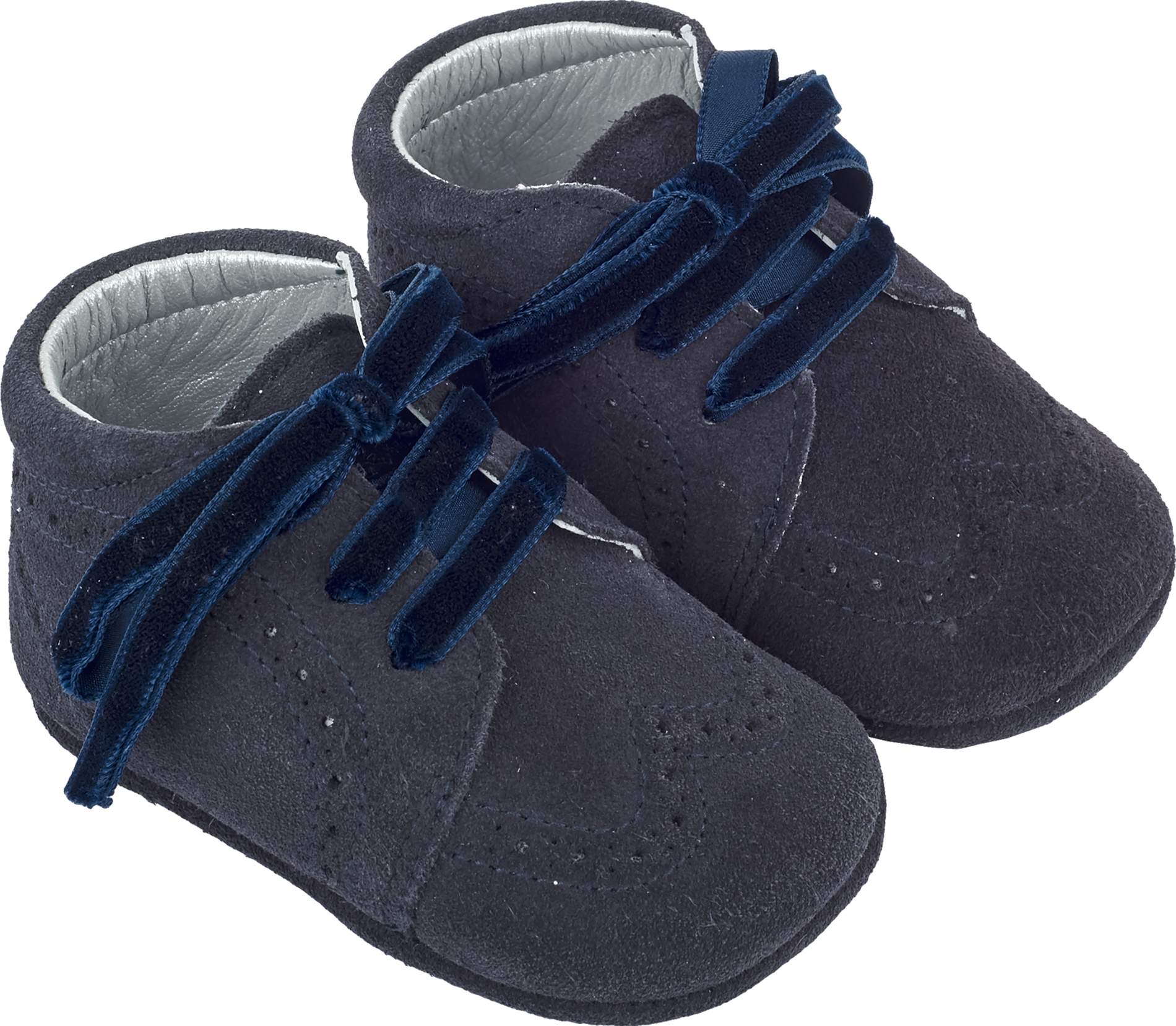 Baby Boy - Suede Crawling Ankle Boots With Velvet Ribbon Laces