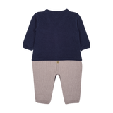 Baby Boy - Marvin Cotton V-neck Cardigan and Round Neck Romper Set