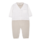 Baby Boy - Marvin Cotton V-neck Cardigan and Round Neck Romper Set