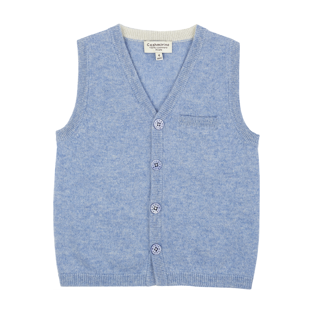 Boy - Benjamin 100% Cashmere V-Neck Sleeveless Cardigan With Pocket