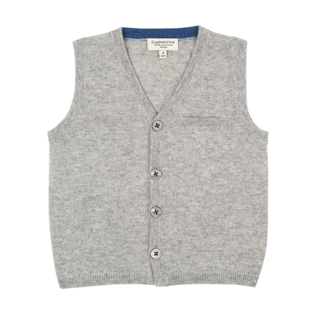 Boy - Benjamin 100% Cashmere V-Neck Sleeveless Cardigan With Pocket