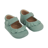 Demi Baby Girl – 100% Suede Crawling Shoes with Frill Detail & Velcro Strap