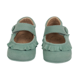 Demi Baby Girl – 100% Suede Crawling Shoes with Frill Detail & Velcro Strap