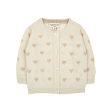 Baby Girl - Mila 100% Cashmere Heart Intarsia Cardigan with Internal Contrast