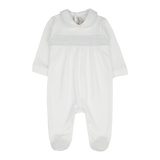 Baby Unisex - Cotton Smocked Babygro With Peter Pan Collar