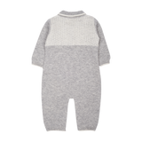 Baby Girl - Cashmere Romper With Polo Collar, Butterfly Stitch And Bow Detail