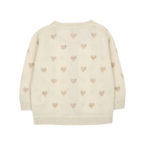 Baby Girl - Mila 100% Cashmere Heart Intarsia Cardigan with Internal Contrast