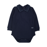 Baby Boy - Walter Long Sleeve Pima Cotton Bodysuit with Stitch Detail Collar