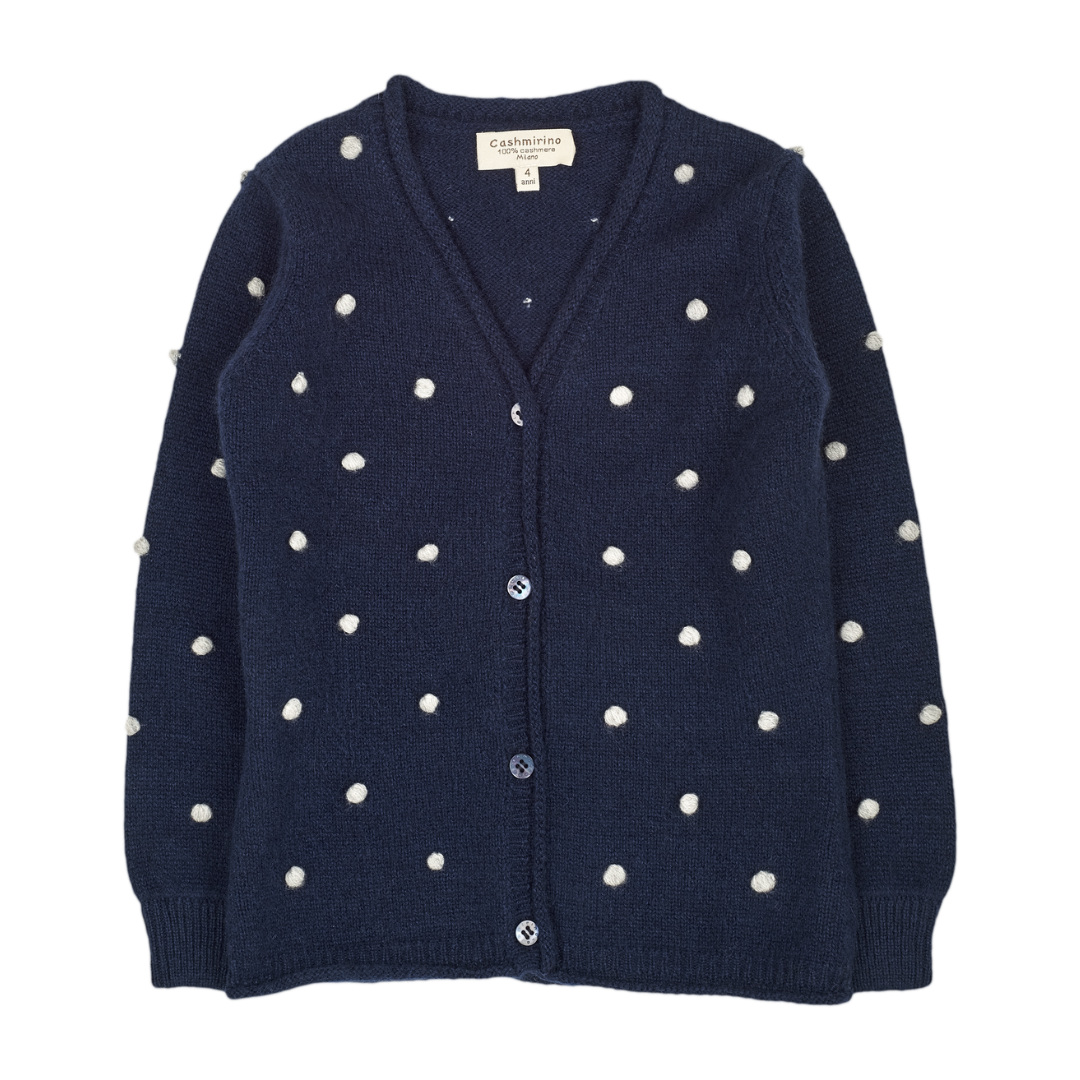Girl - Cashmere Long Cardigan with Contrasted Dots