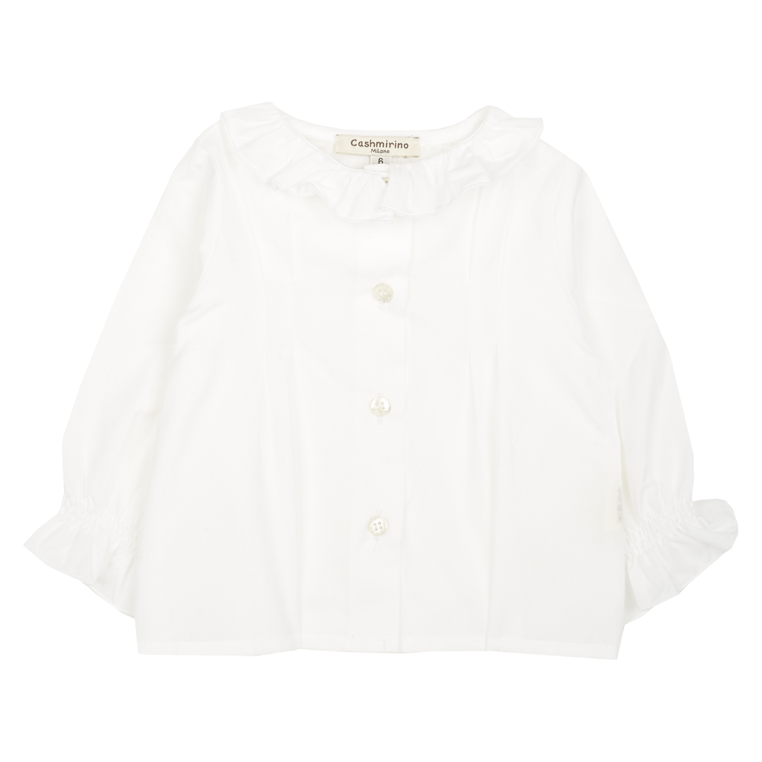 Baby Girl - Callie 100% Cotton Blouse with Pleats and Ruffle Collar