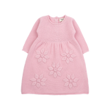 Baby Girl - Cashmere Dress with Applique Flowers and Rice Seed Stitching