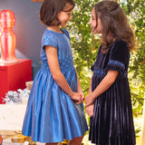 Girl - Letizia Velvet Hand Embroidered Smocked Dress