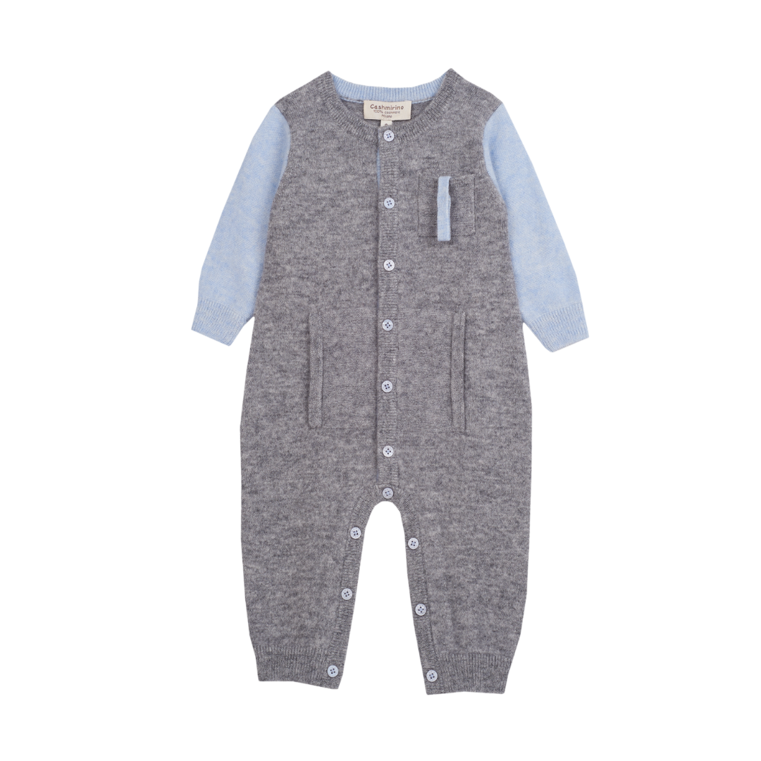 Baby Boy - Alberto 100% Cashmere Romper with Pacifier Holder