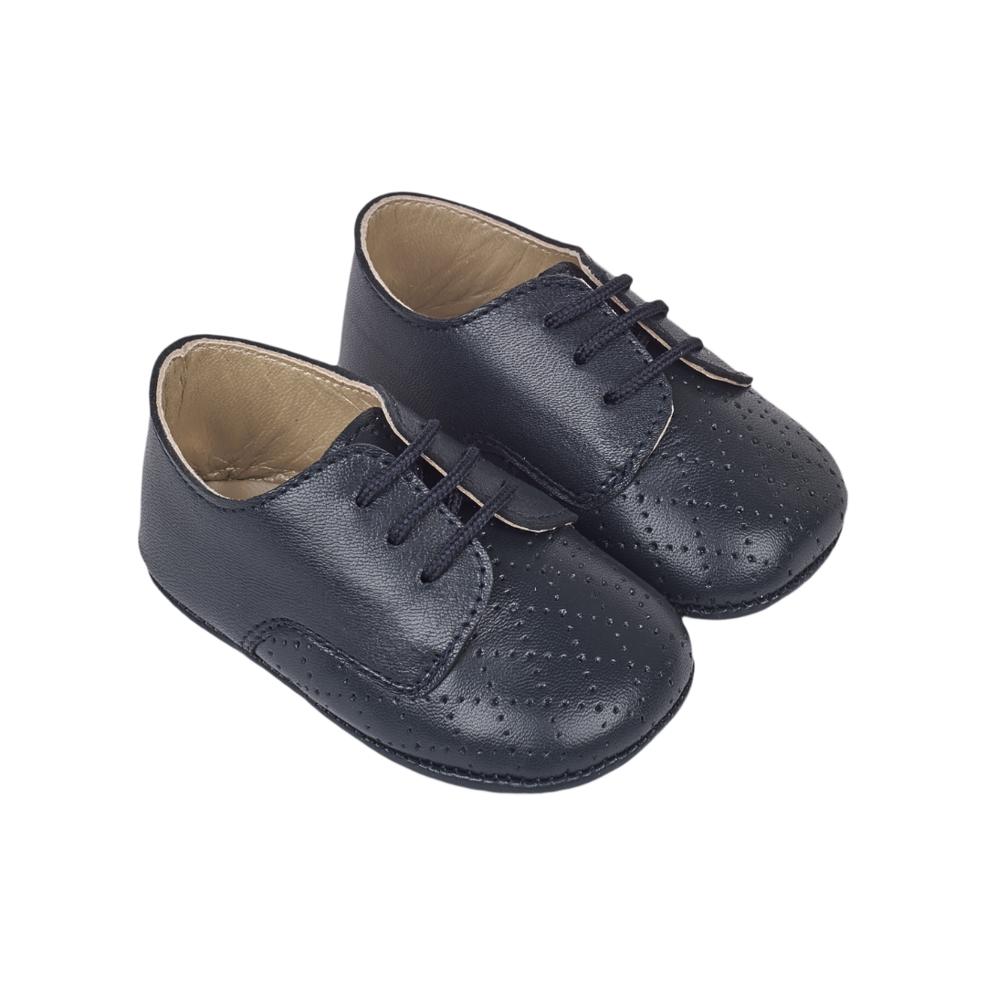 Baby Boy - Jayden 100% Leather Crawling Shoes With Diamond Cut Out Detail
