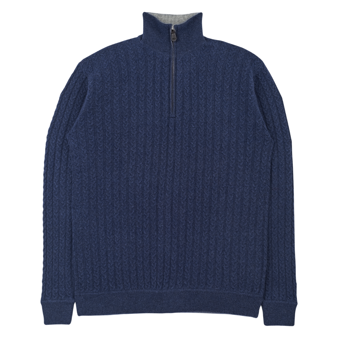 Men - 100% Premium Cashmere High Neck Cable Knit Jumper