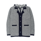 Boy - Cashmere Double Layered Coat Cardigan with Contrasting Hoodie and Lapels