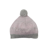 Girl - 100% Cashmere Beret Hat with Jacquard Pattern and Pom-Pom