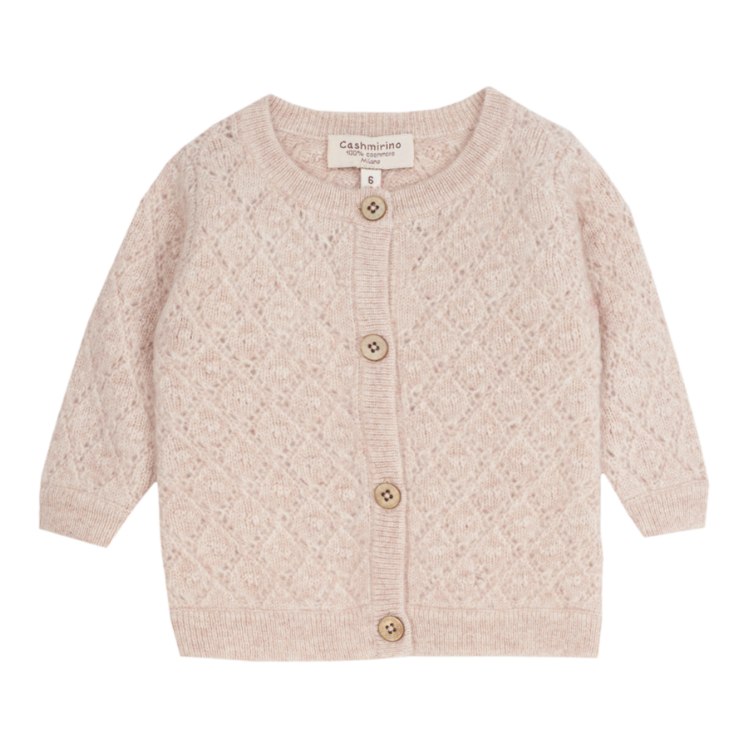 Baby Girl - Esme 100% Cashmere Cardigan with Diamond Pattern